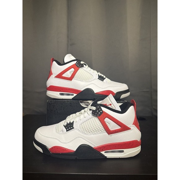New Jordan 4 Retro Mid Red Cement Men’s Sz 10.5 (DH6927-161) DS Ship Fast! - Picture 1 of 7